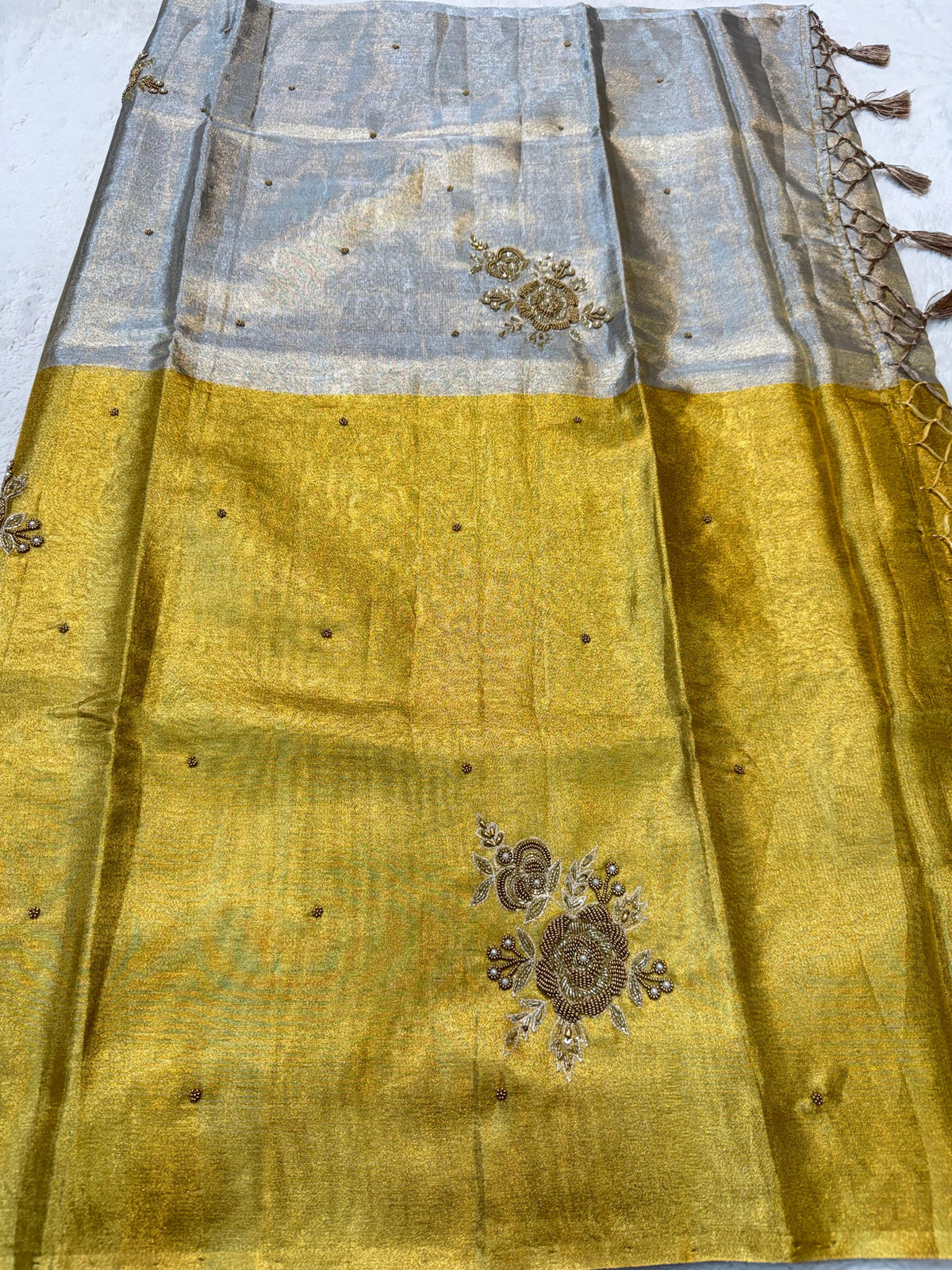 Tissue Half Half Handwork Designer Banarasi Saree