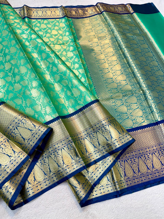 Sea Green Kanchi Silk Premium Banarasi Saree