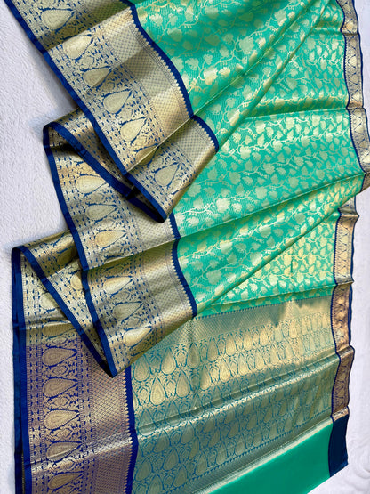 Sea Green Kanchi Silk Premium Banarasi Saree