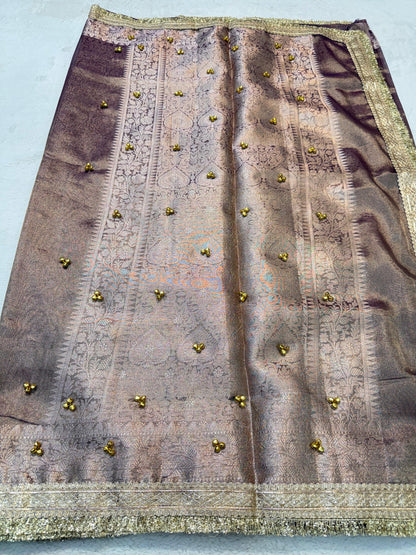 Tissue Ghungaroo With Lace Premium Banarasi Saree