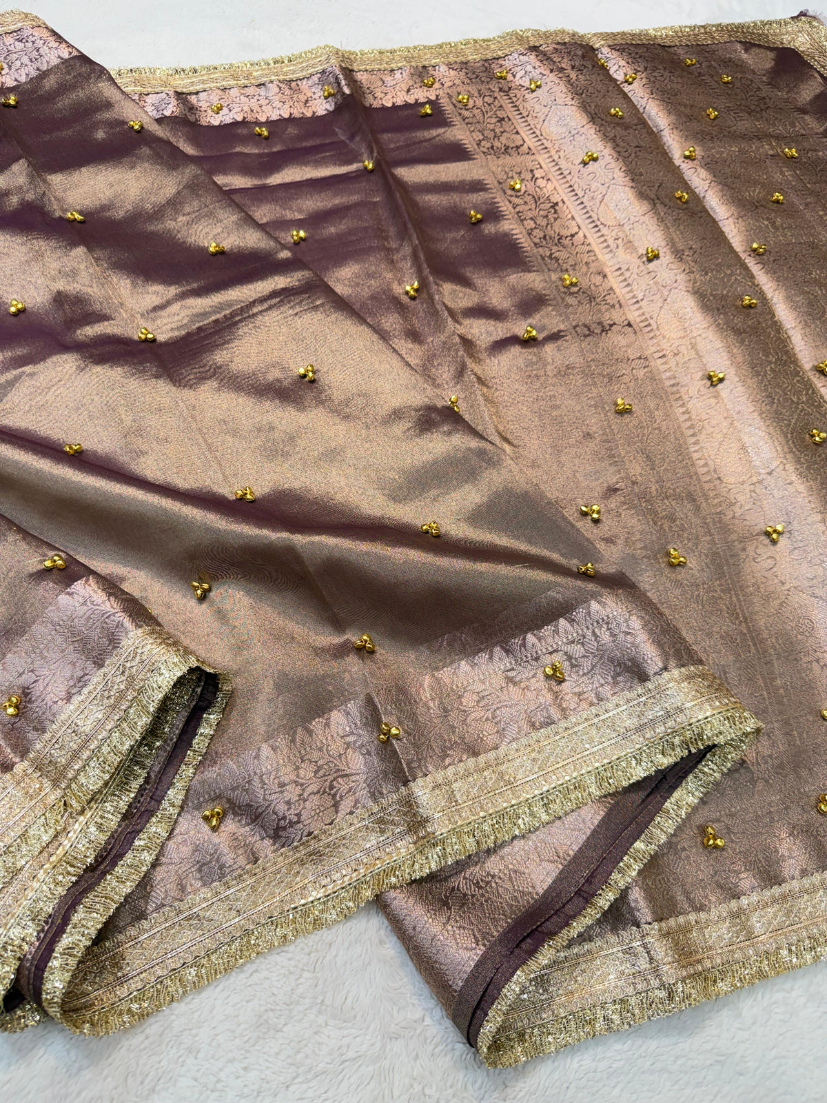 Tissue Ghungaroo With Lace Premium Banarasi Saree