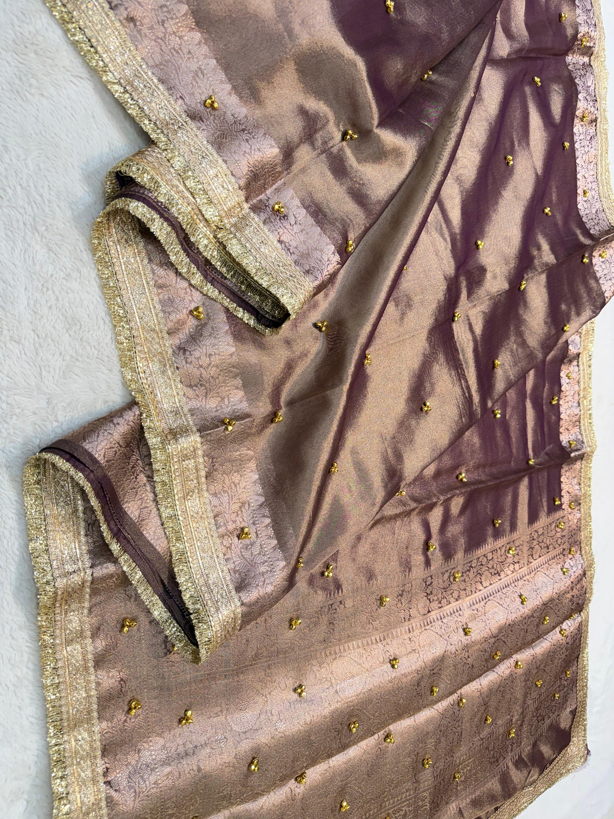 Tissue Ghungaroo With Lace Premium Banarasi Saree