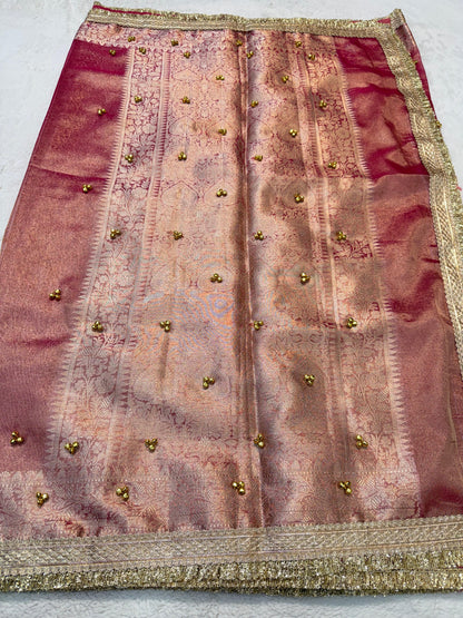 Maharani Tissue Ghungaroo With Lace Premium Banarasi Saree