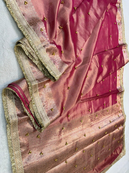 Maharani Tissue Ghungaroo With Lace Premium Banarasi Saree