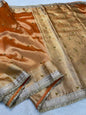 Orange Shade Tissue Ghungaroo With Lace Premium Banarasi Saree