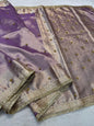 Lovender Shade  Tissue Ghungaroo With Lace Premium Banarasi Saree