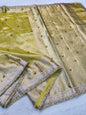 Lemon Yellow Tissue Ghungaroo With Lace Premium Banarasi Saree