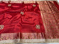 Red Tissue Ghungaroo Mirror Handwork With Lace Premium Banarasi Saree
