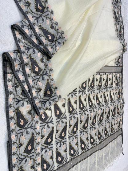 Black Cotton Kota Handwork Premium Banarasi Saree