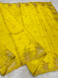 Yellow Viscose Designer Embroidery Premium Banarasi Saree