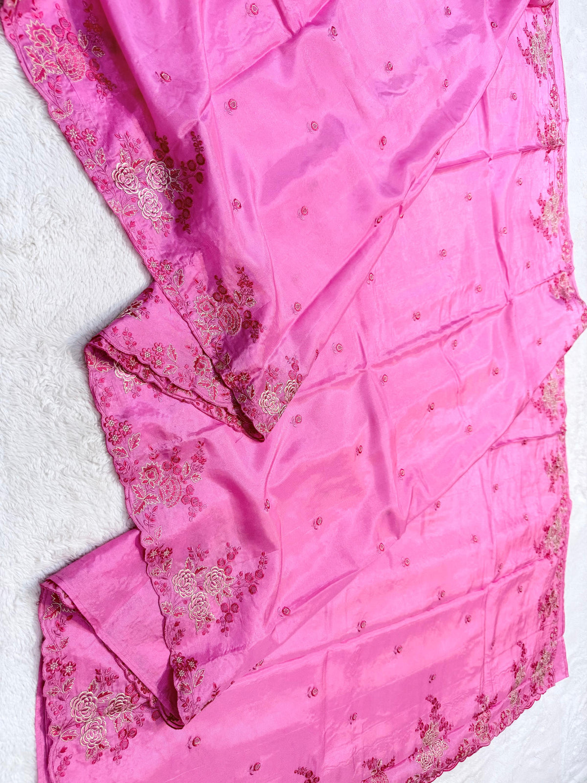 Pink Viscose Designer Embroidery Premium Banarasi Saree