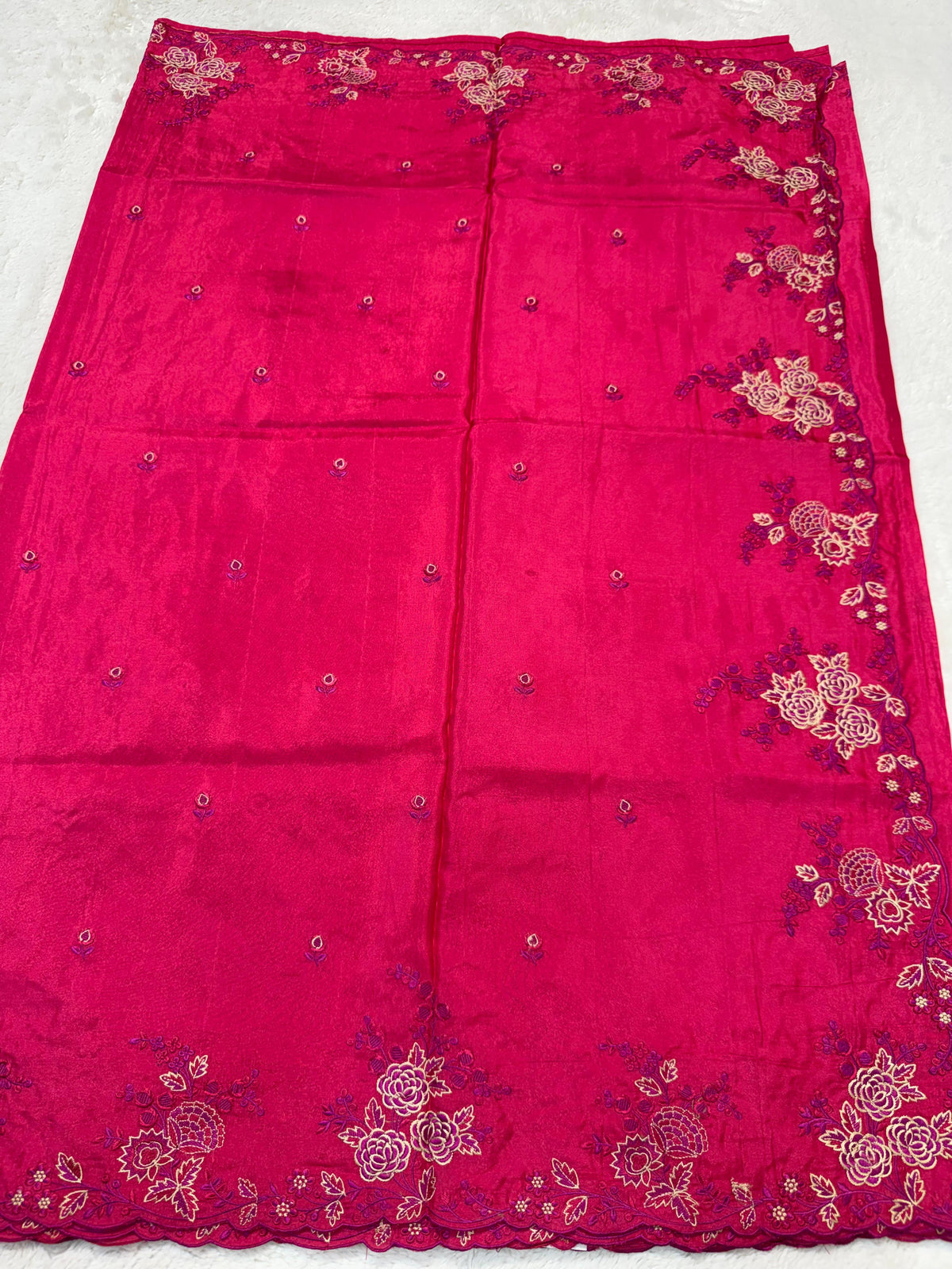 Rani Viscose Designer Embroidery Premium Banarasi Saree
