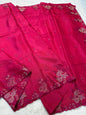 Rani Viscose Designer Embroidery Premium Banarasi Saree