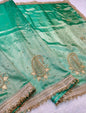 Sea Green Tissue Designer Handwork Premium Banarasi