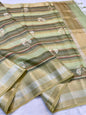 Linen Embroidery Stripe Banarasi Saree
