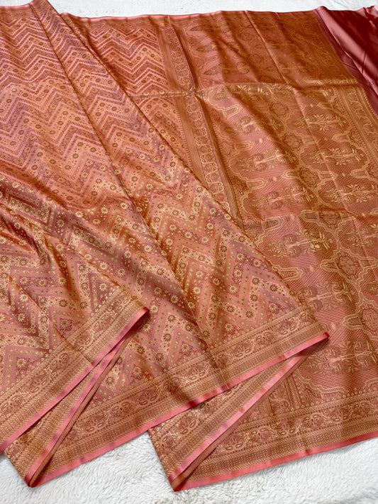 Pink Jamewar Katan Premium Banarasi Saree