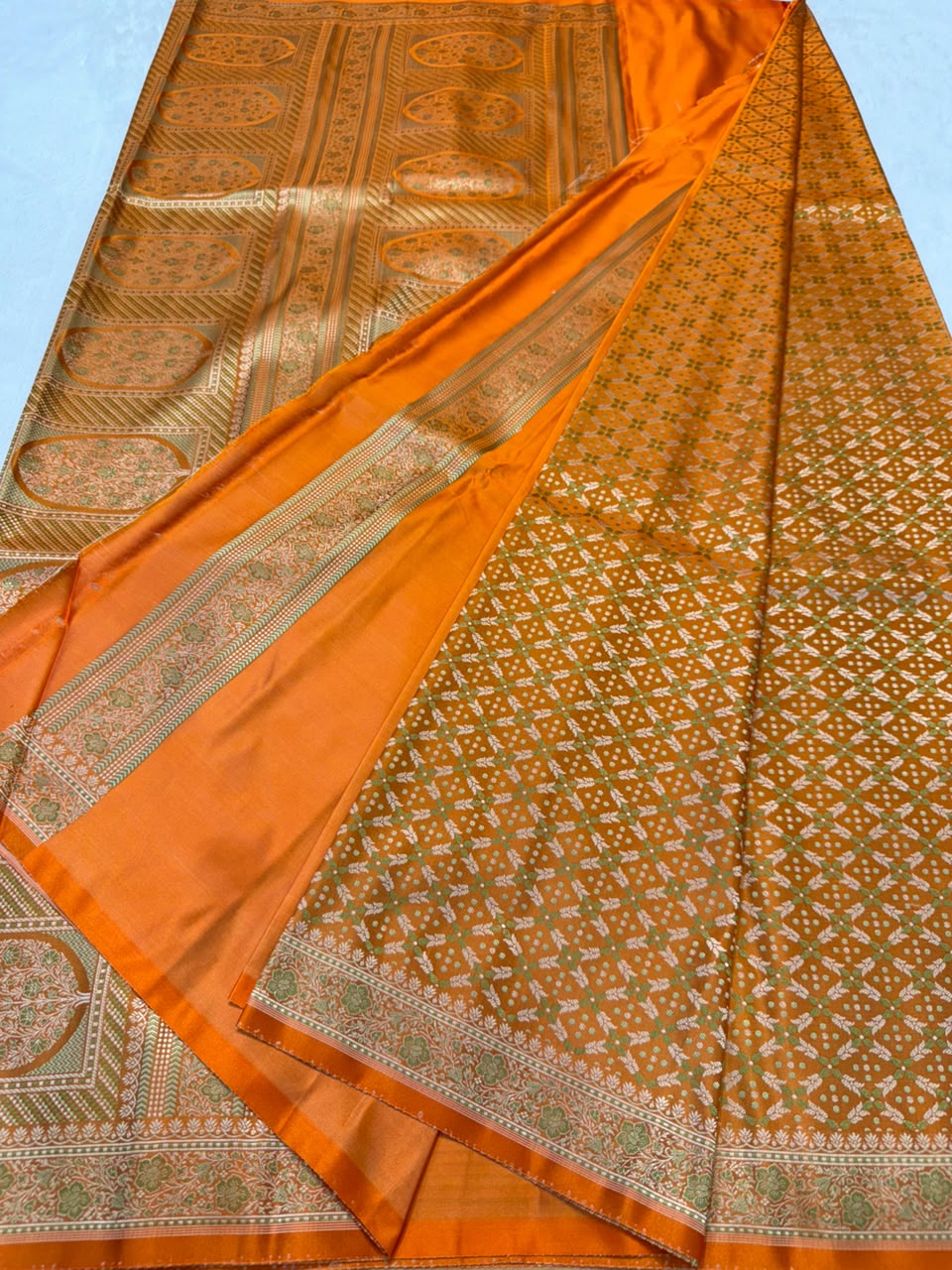 Orange Jamewar Katan Premium Banarasi Saree
