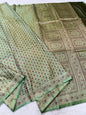 Pista Green Jamewar Katan Premium Banarasi Saree