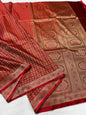 Red Jamewar Katan Premium Banarasi Saree