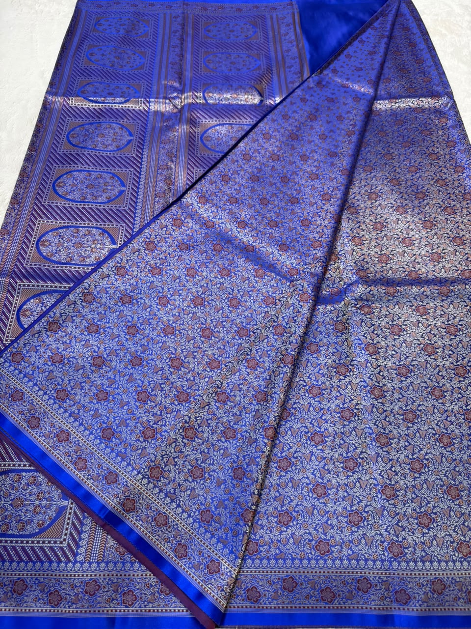 Blue Jamewar Katan Premium Banarasi Saree