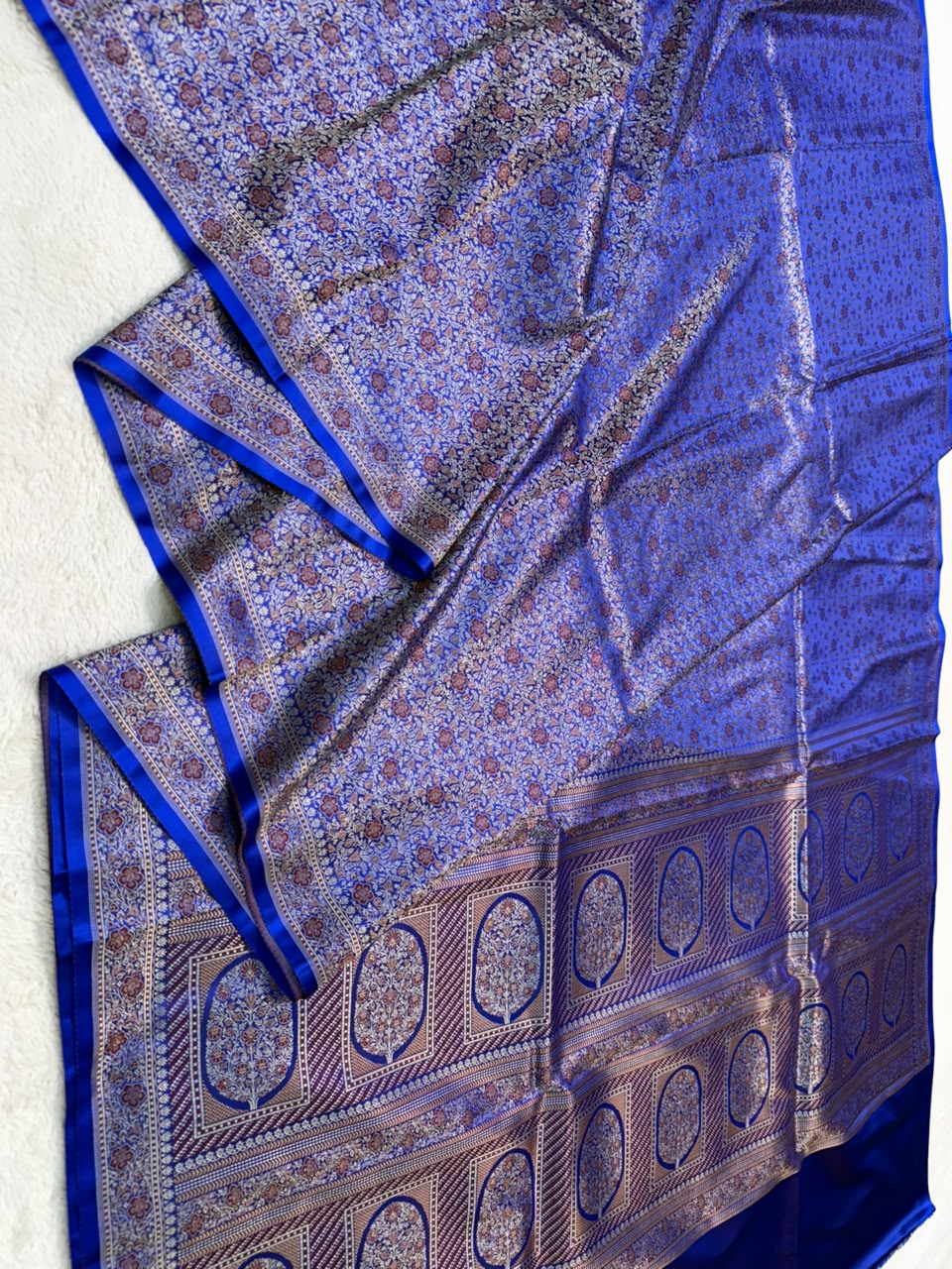 Blue Jamewar Katan Premium Banarasi Saree