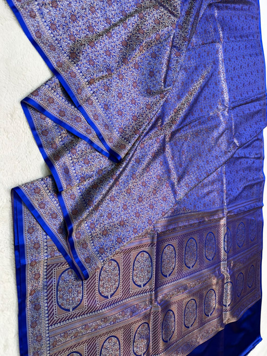 Blue Jamewar Katan Premium Banarasi Saree