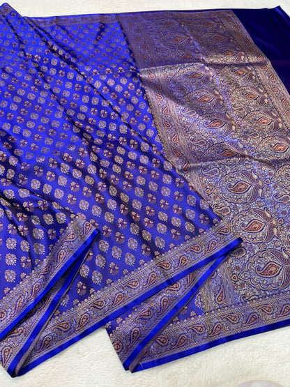 Blue Jamewar Katan Premium Banarasi Saree