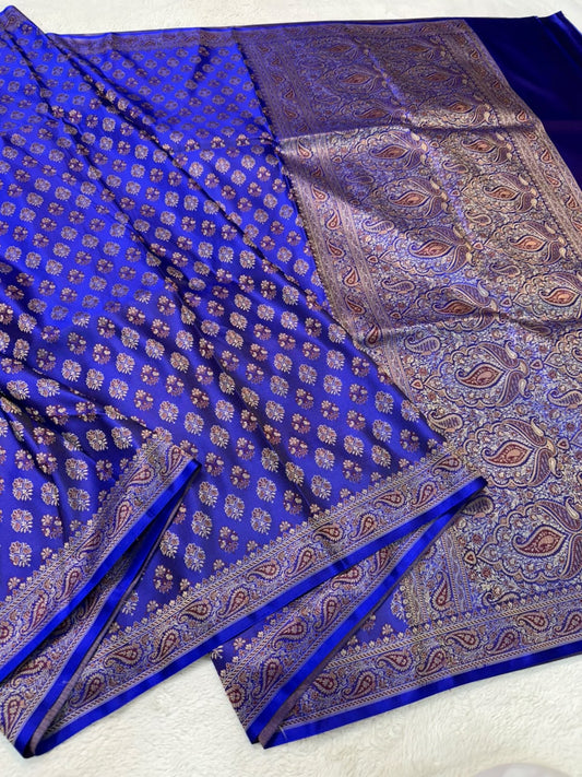 Blue Jamewar Katan Premium Banarasi Saree