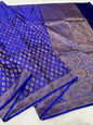 Blue Jamewar Katan Premium Banarasi Saree