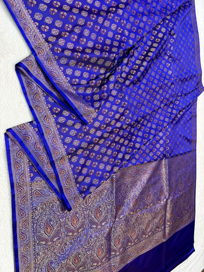 Blue Jamewar Katan Premium Banarasi Saree