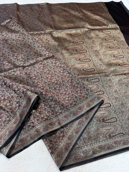 Black Jamewar Katan Premium Banarasi Saree