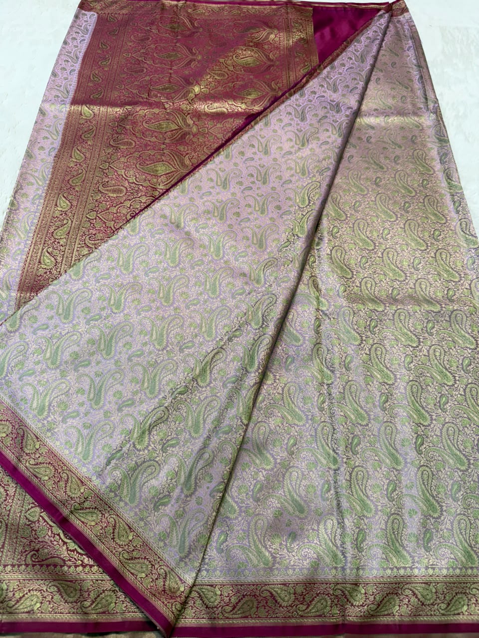 Nude Pink Jamewar Katan Premium Banarasi Saree