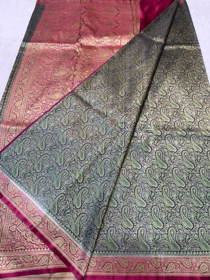 Maroon Jamewar Katan Premium Banarasi Saree