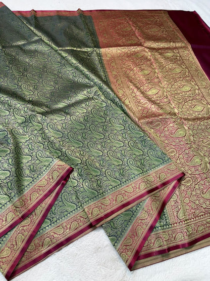 Maroon Jamewar Katan Premium Banarasi Saree