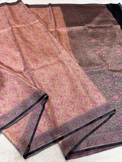 Peach Jamewar Katan Premium Banarasi Saree