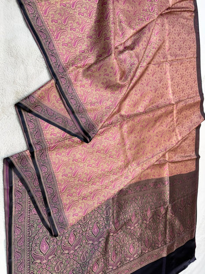 Peach Jamewar Katan Premium Banarasi Saree