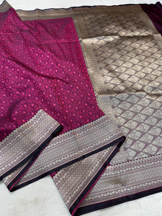 Magenta Pink Tanchui Silk Premium Banarasi Saree