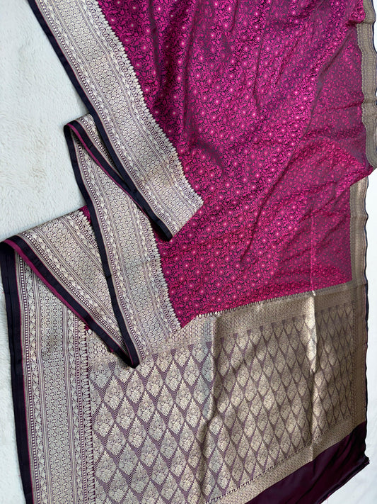 Magenta Pink Tanchui Silk Premium Banarasi Saree