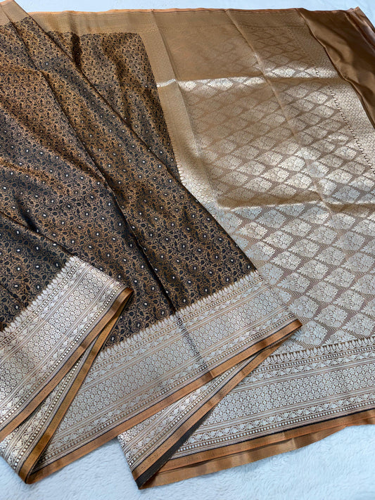 Coffee Brown Tanchui Silk Premium Banarasi Saree