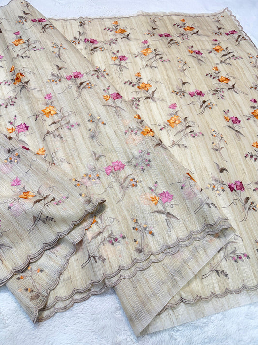 Khadi Silk Designer Cutwork Embroidery Premium Banarasi Saree