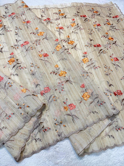 Khadi Silk Designer Cutwork Embroidery Premium Banarasi Saree