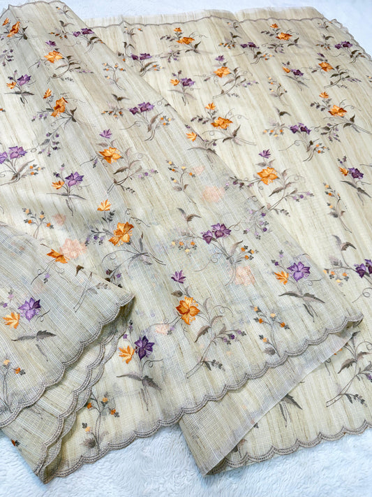 Khadi Silk Designer Cutwork Embroidery Premium Banarasi Saree
