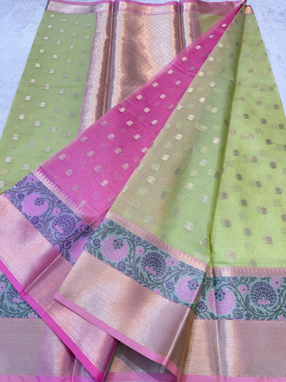 Pista Green Kota Paithani Border Premium Banarasi Saree