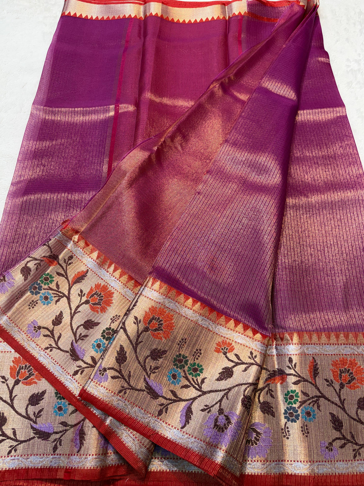 Magenta Kota Paithani Border Premium Banarasi Saree
