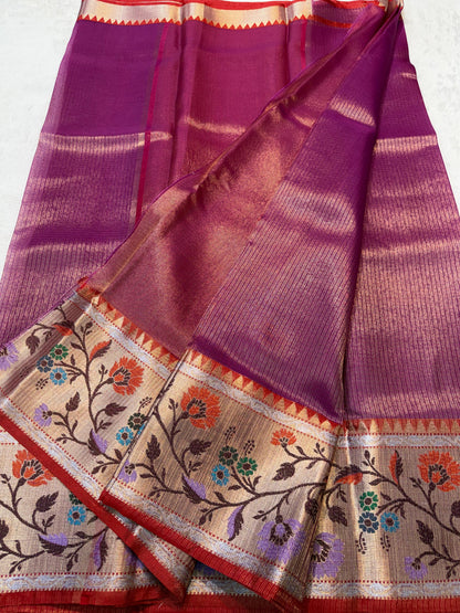 Magenta Kota Paithani Border Premium Banarasi Saree