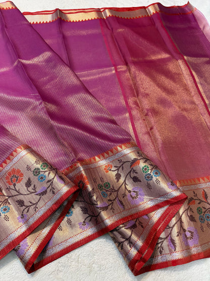 Magenta Kota Paithani Border Premium Banarasi Saree