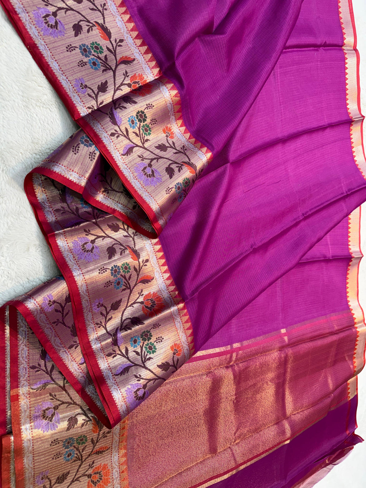 Magenta Kota Paithani Border Premium Banarasi Saree