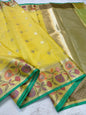 Gold Cotton Kota Paithani Border Premium Banarasi Saree