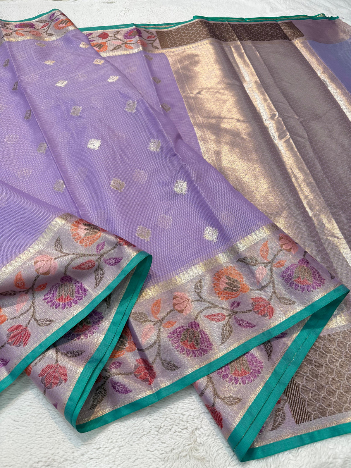 Lovender Cotton Kota Paithani Border Premium Banarasi Saree