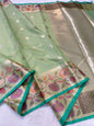 Pista Green Cotton Kota Paithani Border Premium Banarasi Saree